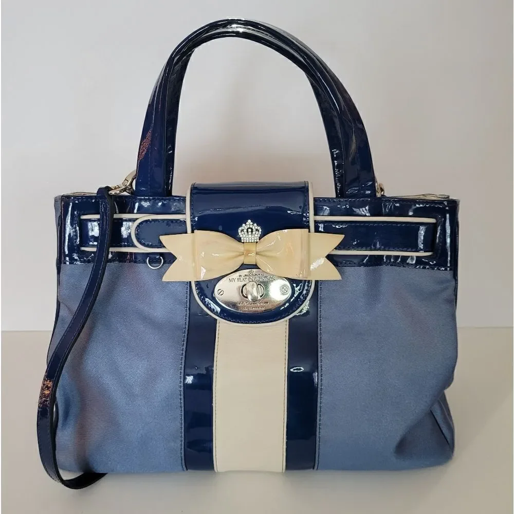 My Flat In London Ashby Small Handheld Blue Satchel